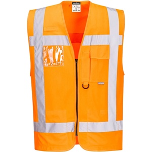 Portwest rws r476 / Светлоотразителна жилетка с цип за мениджъри с държач за лична карта - hv оранжева s (r476orrs)
