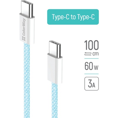 ColorWay CW-CBPDCC061-BL Type-C - Type-C (braided cotton) PD Fast Charging 60W 3.0А 1m modrý