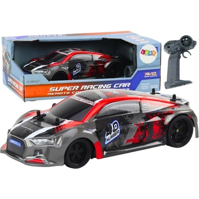 LEAN Toys 18587 RC auto na dálkové ovládání gumová kola Drift, červené 1:18