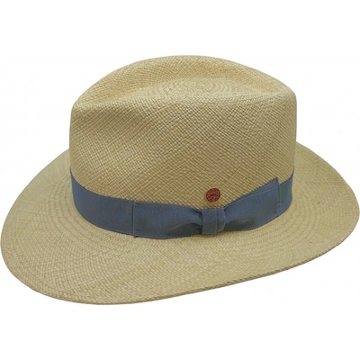 Mayser Colmar luxusní panamský klobouk Fedora se světlemodrou stuhou UV faktor 80