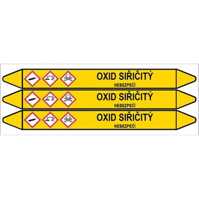Značení potrubí, oxid siřičitý,3 ks, 355 × 37 mm PZ 007784