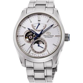Orient Star RE-AY0002S Мъжки часовник - Автоматичен, Лунна Фаза, Бял Циферблат, Полу-Скелетон, 41мм, Резерв 50ч, 100м Водоуст