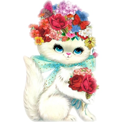 Milena Style Коте с цветя - диамантен гоблен