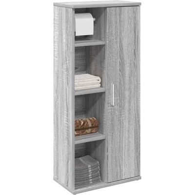 vidaXL Шкаф за баня с държач за ролки, сив сонома, 39x22x90 см (858529)