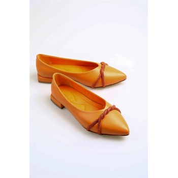 Moda Trend Дамски балерини с декоративни камъчета - Оранжеви #369565 (369565_Оранжев)