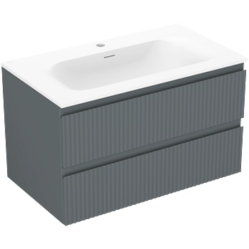 Mexen Rivel шкаф за баня 80 см с умивалник Vela, 2 чекмеджета, гофриран, графит (91A20-08047-2-BFF66-W23M01)