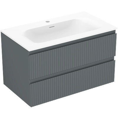Mexen Rivel шкаф за баня 80 см с умивалник Vela, 2 чекмеджета, гофриран, графит (91A20-08047-2-BFF66-W23M01)