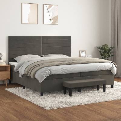 Petrashop 3137924 boxspring postel s matrací tmavě šedá samet
