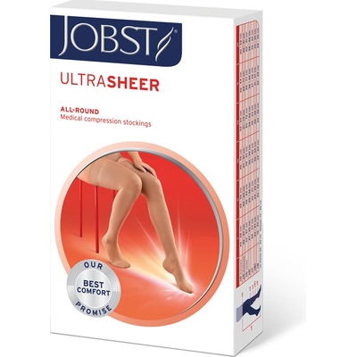 Jobst Ultra Sheer 1 stehenné pančuchy so silikónovým lemom so špicou kratšia dĺžka karamelová