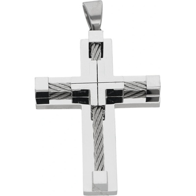 Ewena Ocelový přívěsek kříž z chirurgické oceli KHB314