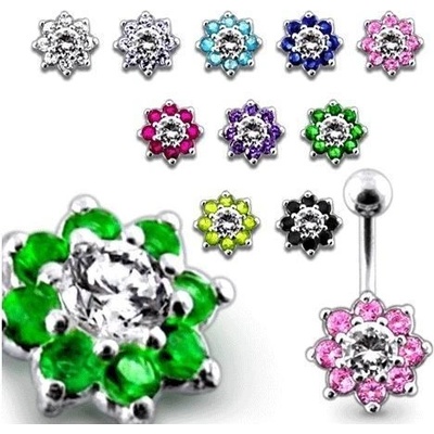 Šperky4U stříbrný piercing do pupíku kytička BP01257-A