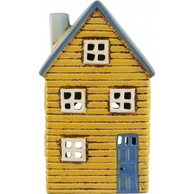 IB LAURSEN Keramický svícen Thorshavn Blue Door, žlutá barva, keramika