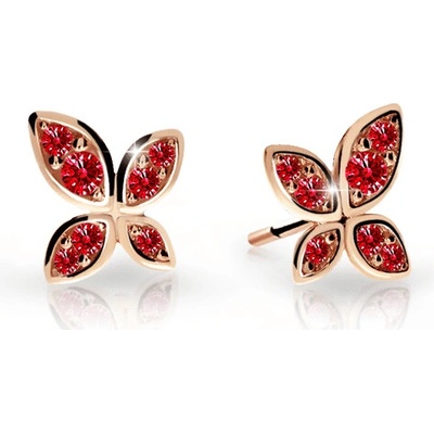 Danfil detské náušničky C2259 z ružového zlata s kamienkami ruby dark balónik