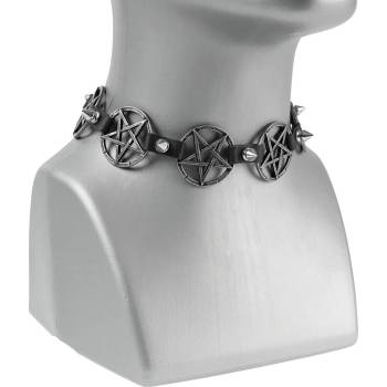 Image 1 of Leather & steel fashion Колие/чокър Pentagram - LSF9 35