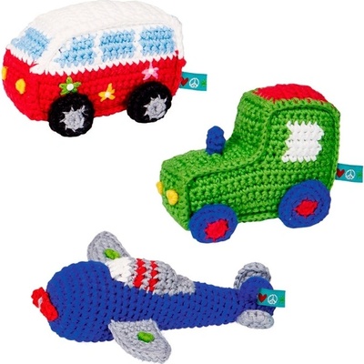 Spiegelburg Háčkovaná hrkálka Autobus Lietadlo Traktor BabyGlück