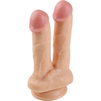 Sensual D48 Dildo s přísavkou 15 cm dvojité béžové