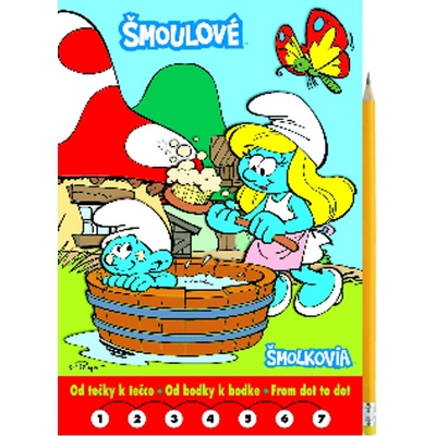 Šmoulové Omalovánky Od tečky k tečce grafitová tužka s gumou