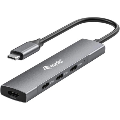 Equip 128963 интерфейсен хъб USB 3.2 Gen 1 (3.1 Gen 1) Type-C 5000 Мбит/с Черен, Сребърен (128963) (128963)