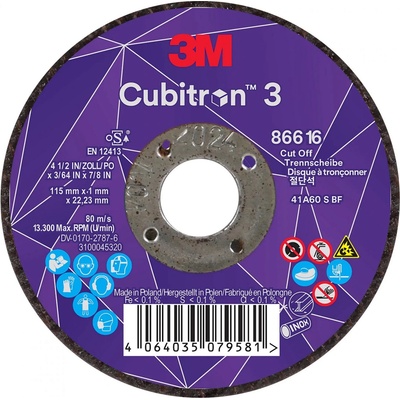 3M Cubitron 3 Rezný kotúč 115 x 1,0 x 22 mm 86616