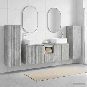 vidaXL Комплект мебели за баня 5 бр. Бетонно сиво 33 x 34, 5 x 100 см (3405996)