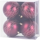 MagicHome Gule 4 ks červené s ornamentami na vianočný stromček 10 cm