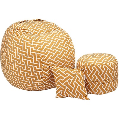 PUFRELAX Комплект Барбарон с табуретка за крака и декоративна възглавница 500л. Matusalem, Zippity Orange, Перящ се калъф, Подходящ за деца, Пълнеж с микс от мемори пяна и дунапрен, Гама Premium (PUF-M-MOP-PT-ZIO)