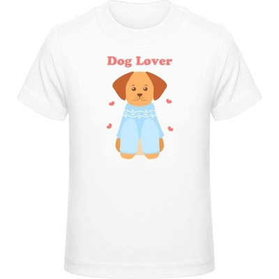 Premium tričko pro děti Nápis Dog Lover a pejsek bílá
