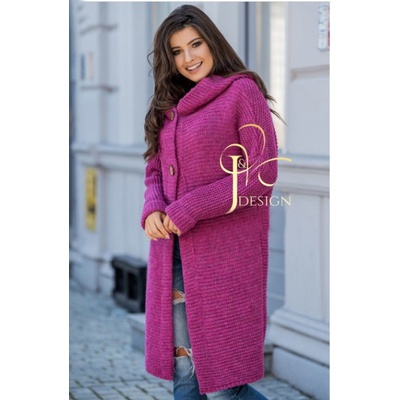 Fashionweek Dámsky exclusive elegantný farebný sveter kabát s kapucňou HONEY Amarant