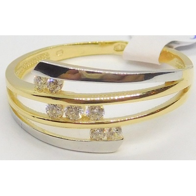 Klenoty Budín zlatý prsten v kombinaci zlata se zirkony HK1260