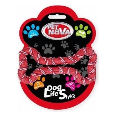 Pet Nova TPR Ropebone Red kosť z lana 20 cm