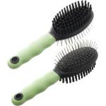 Ferplast Зелена двойна четка с метални зъби и четина - GRO 5798