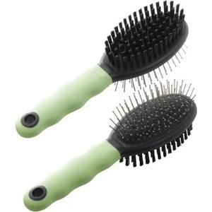Ferplast Зелена двойна четка с метални зъби и четина - GRO 5798