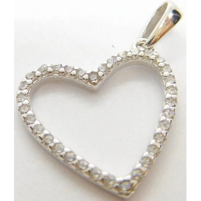 Klenoty Budín Dámský zlatý přívěsek srdce poseté zirkony HK3175