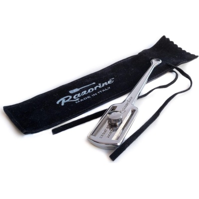 Razorine obojstranný holiaci strojček shavetta, celá čepeľ + DERBY Professional - náhradné žiletky, 10 ks Razorine Original Chromed - chrómová hladká