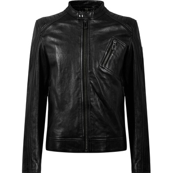 BELSTAFF Яке BELSTAFF Men's V Racer Water-Repellent Leather Long Sleeve Slim Fit Leather Jacket - Black