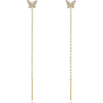 DELIS Дълги сребърни обеци 925, jw966, модел пеперуда, златно покритие (jw966)