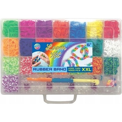 Gumičky NA VÝROBU náramků XXL Loom bands Kufřík 4000 ks