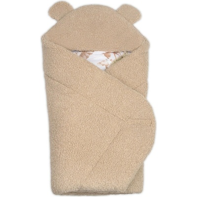 Baby Nellys Baránková zavinovačka s kapucňou bavlna baránok Teddy Srnká béžová hnedá