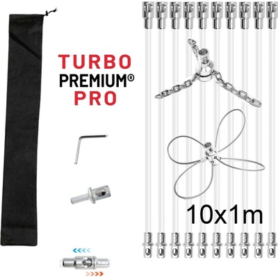 Turbo Premium Pro Rotačný kefa na čistenie komína s reťazovou hlavou a lankom 10 m