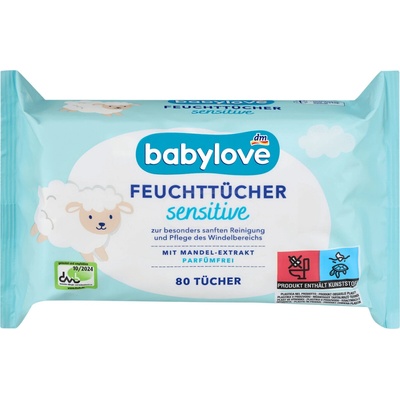 Babylove vlhčené ubrousky Sensitive 80 ks