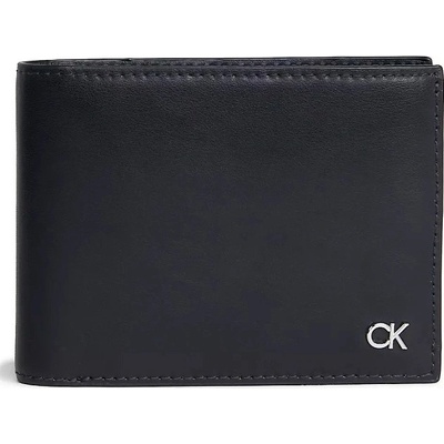 Calvin Klein Pánska kožená peňaženka Metal Ck Trifold 10CC W/Coin II /Čierna