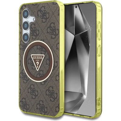 GUESS Калъф Guess 4G Glitter Triangle Buttons MagSafe за Samsung Galaxy S25 кафяв (3666339449599)