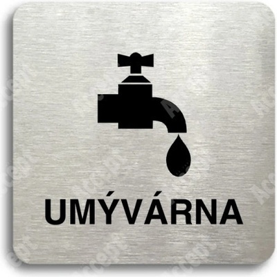 ACCEPT Piktogram umývárna - stříbrná tabulka - černý tisk bez rámečku