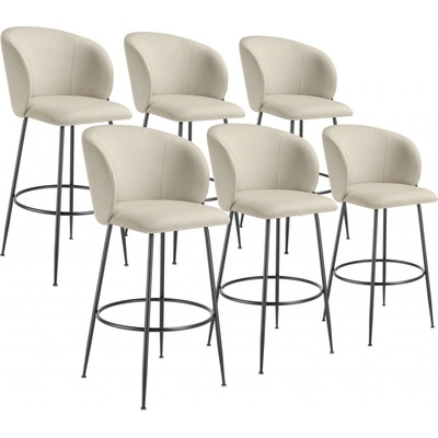 Tectake 405863 luana samet krémová / černá 6 ks