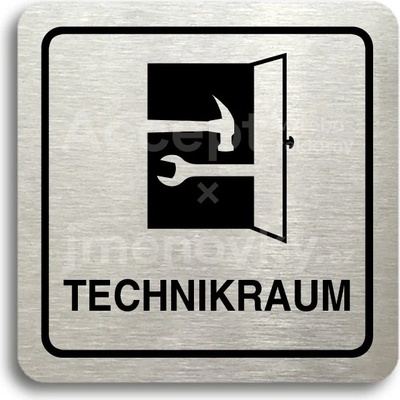 ACCEPT Piktogram technikraum - stříbrná tabulka - černý tisk