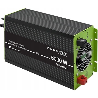 Qoltec 51915 Solární měnič napětí Qoltec Monolith 3v1 s funkcí AC nabíjení | MPPT | UPS | ATS | 3000W | 6000W | 12V až 230V | Čistý sinus – Sleviste.cz