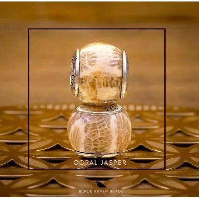 Korálek Korálový Jaspis - Black Raven Beads