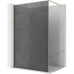 Mexen Kioto стенна преграда за душ Walk-in 140 x 200 cm, crackle графит 12 mm, злато (800-140-101-50-44-X)
