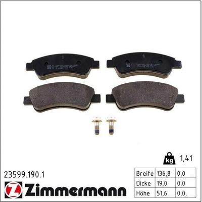 Sada brzdových destiček, kotoučová brzda ZIMMERMANN 23599.190.1