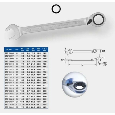 Brilliant Tools očkový ráčnový klíč 22 mm BT013822